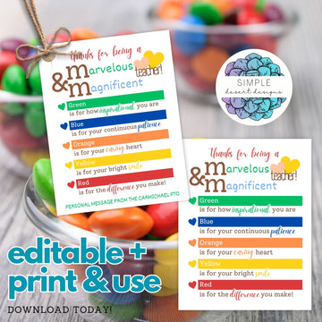 chocolate candy gram tags for teacher staff employee volunteer appreciation week thank you gift